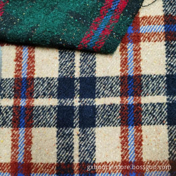 Woolen Boucle checked with colorful dot design fabric